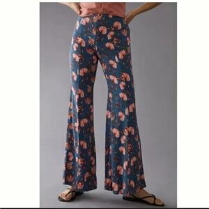 Anthropologie Blue Floral Drapery Flare Pants NWT SIZE 10
